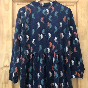 Corduroy Lovebird Long Sleeve Button-Down Dress
